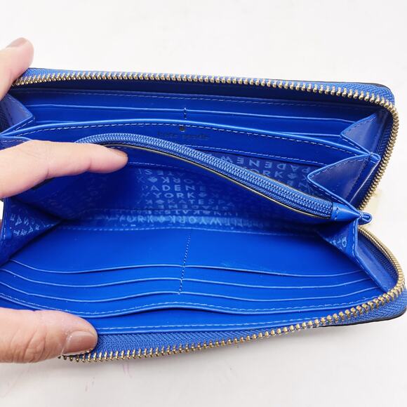 Kate Spade Orbital Blue Elsie Street Snake Embossed Leather Neda Zip Wallet - Picture 11 of 15